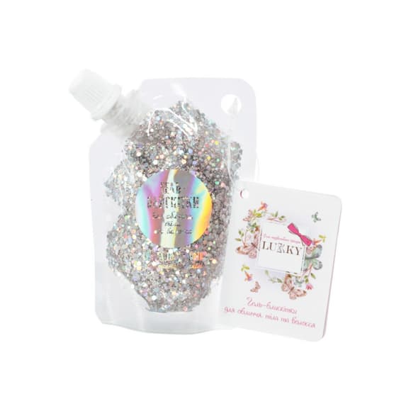 Детский гель-блёстки для тела и волос T18944 серебристый