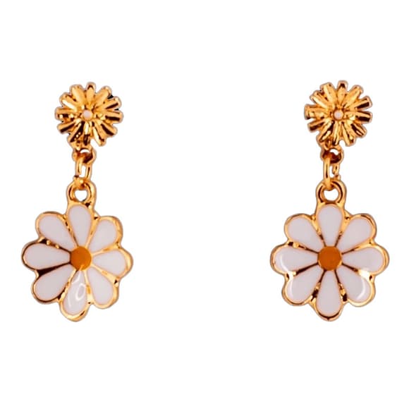 Дитячі сережки "Fashion ромашки" T24626 біло-жовтий