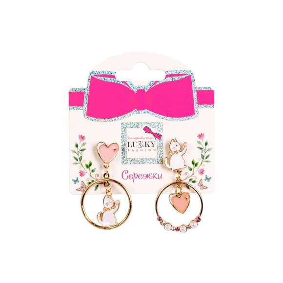 Дитячі сережки "Fashion Котики" T24633 рожеві