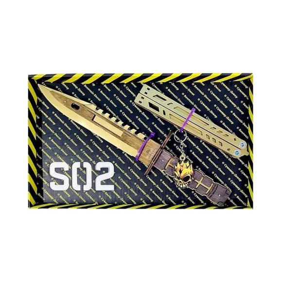 УЦЕНКА!!! Набор ножей сувенирных деревянных "БАБОЧКА LEGASY & M-9 BAYONET GOLD" SO2-2-B-UC