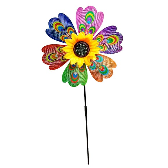 Детский ветрячок "Павлин" МR 1225-1 цветок диаметром 28 см, палочка 48 см