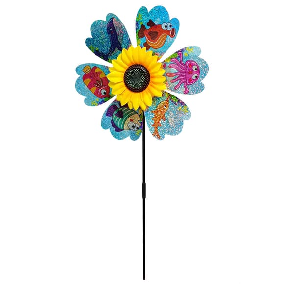 Дитячий вітрячок "Риби" МR 1225-2 квітка діаметром 28 см, паличка 48 см