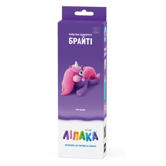 Набір самозатвердіючого пластиліну Райдужні єдинороги Брайті ЛІПАКА 30137-UA01