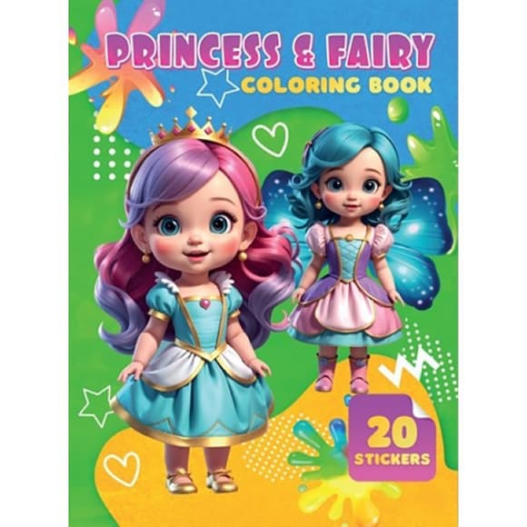 Детская раскраска Princessand Fairy А06012508, 20 наклеек А4 