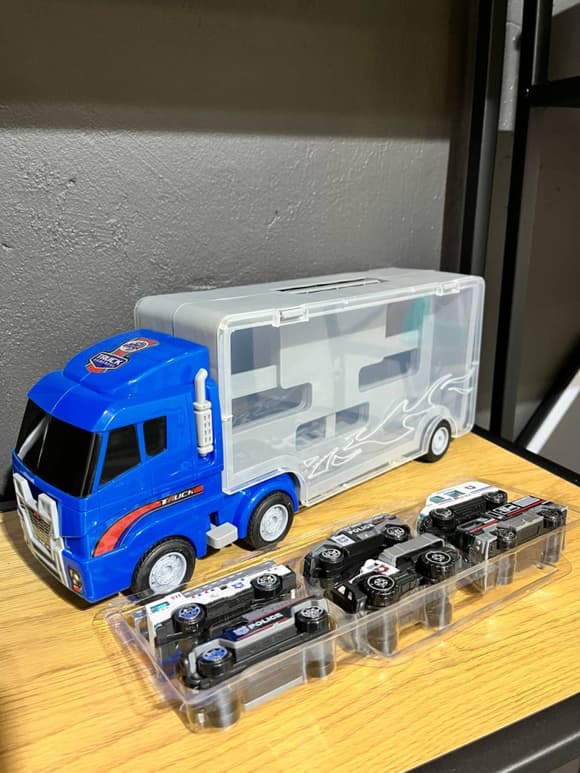 Детский трейлер с машинками PS006-3 в наборе 6 машинок