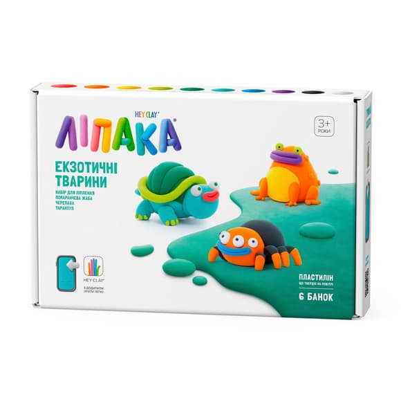 Набор самозатвердевающего пластилина Экзотические животные Тарантул, черепаха, лягушка ЛИПАКА 60050-UA01