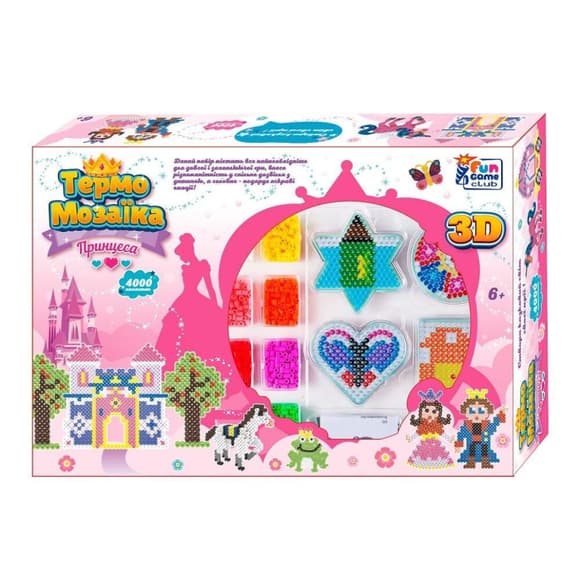 Дитяча термомозаїка "Принцеса" 22036, 3D-фігурки, 4000 намистин