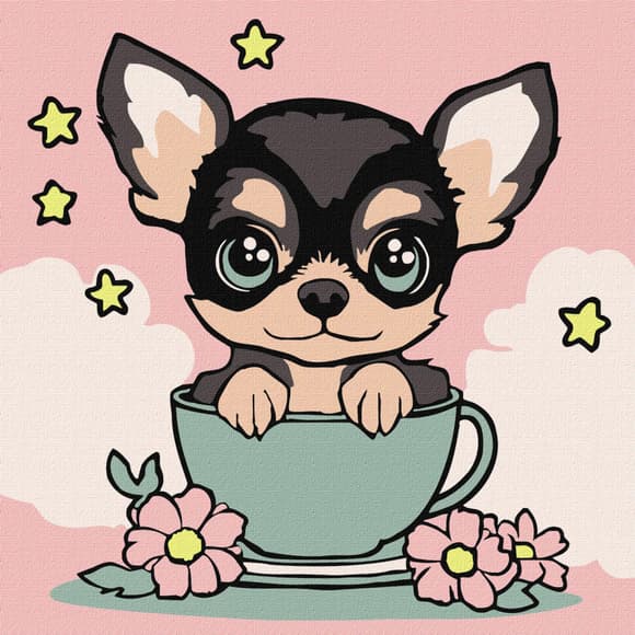 Картина по номерам "Милый щенок" KHO6270, 25х25 см