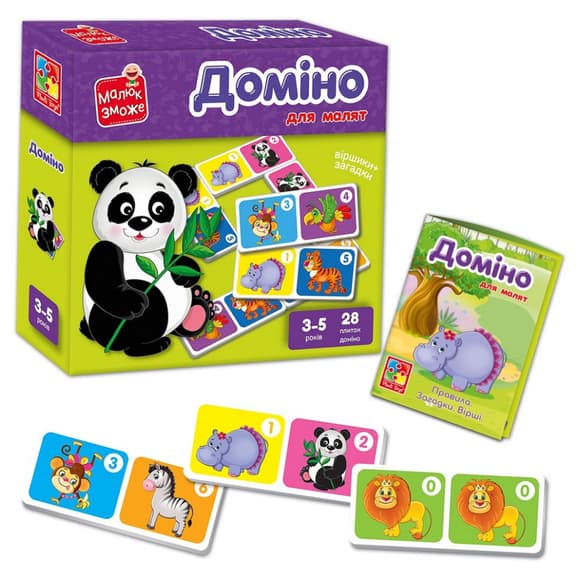 Детская настольная игра Домино "Зоопарк" VT2100-07, 28 плиток