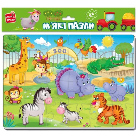 Детский мягкий пазл "Зоопарк" VT1102-17, 24 элемента