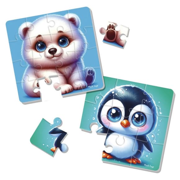 Детский мягкий пазл "Мишка и пингвиненок" VT1102-38, 25 элементов
