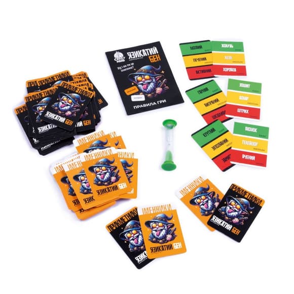 Карточная игра "Языкастый Бен" VT5903-04, 100 карточек, песочные часы