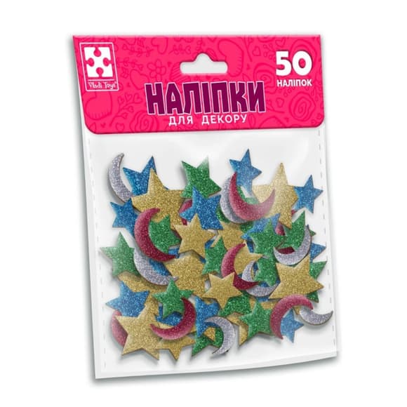 Дитячий набір м'яких наліпок "Зірка та місяць" VT4206-55, 50 наліпок