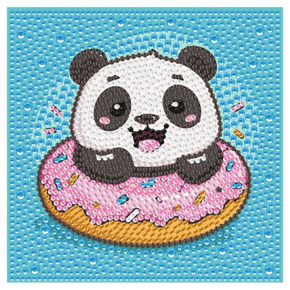 Алмазная мозаика "Панда донат" DM5006 с рамкой 15х15 см