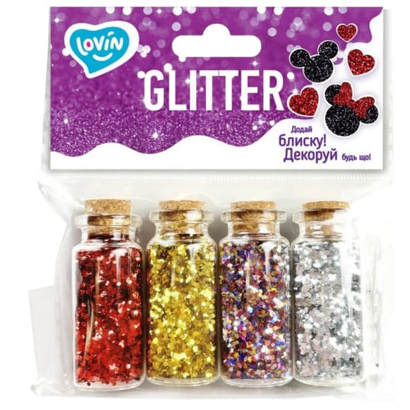 Набір для творчості "Гліттер для декорування" 90019, 4 кольори