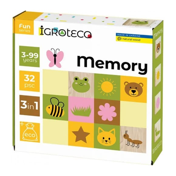 Дитяча настільна гра "Меморі 3 в 1" 900644, 32 елементи 