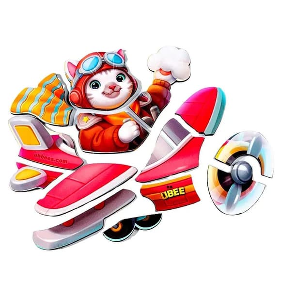 Деревянный контурный пазл "Котик пилот" (ПСД281) PSD281