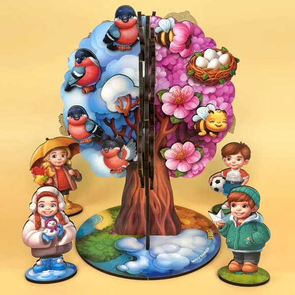 Детская настольная игра "Времена года абрикоса" (ПСД295) PSD295 деревянная