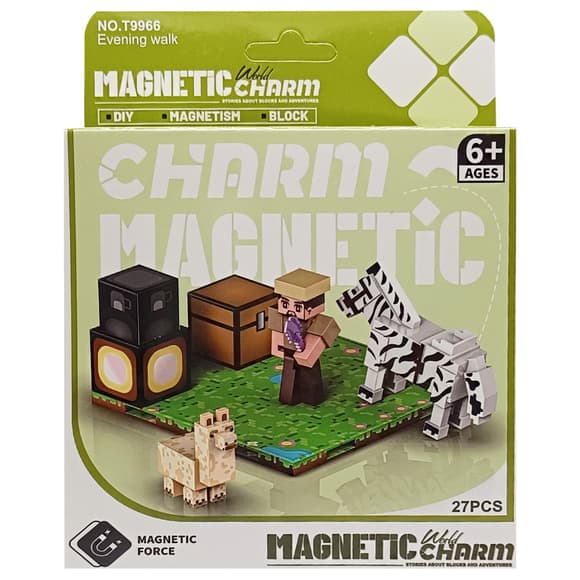 Детский магнитный конструктор Minecraft 9966, 27 деталей