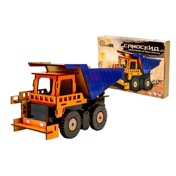 Деревянный 3D конструктор Самосвал Puz-00920, 96 деталей