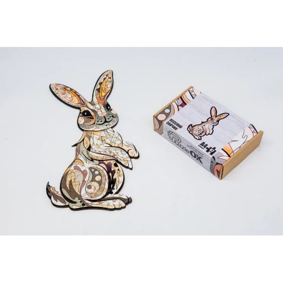 Фігурний дерев'яний пазл A4 Веселий Зайчик PuzA4-00759, 67 деталей