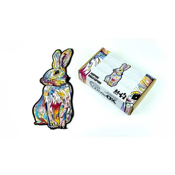 Фігурний дерев'яний пазл A4 Зайчик побігайчик PuzA4-00757, 68 деталей