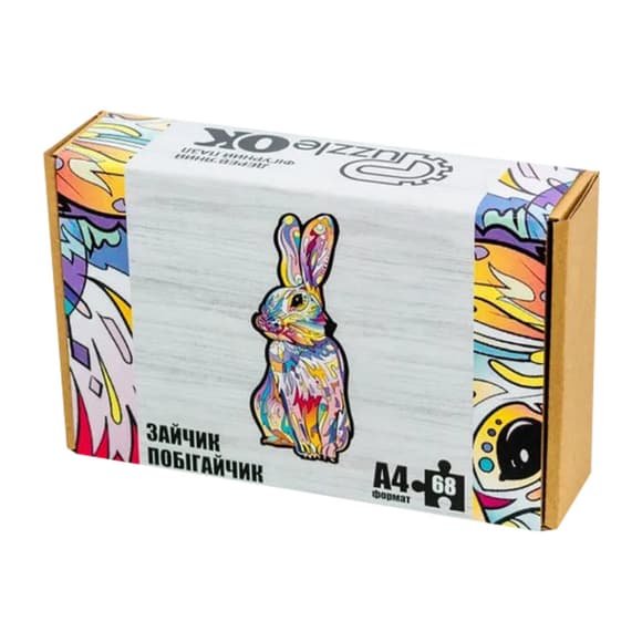 Фігурний дерев'яний пазл A4 Зайчик побігайчик PuzA4-00757, 68 деталей