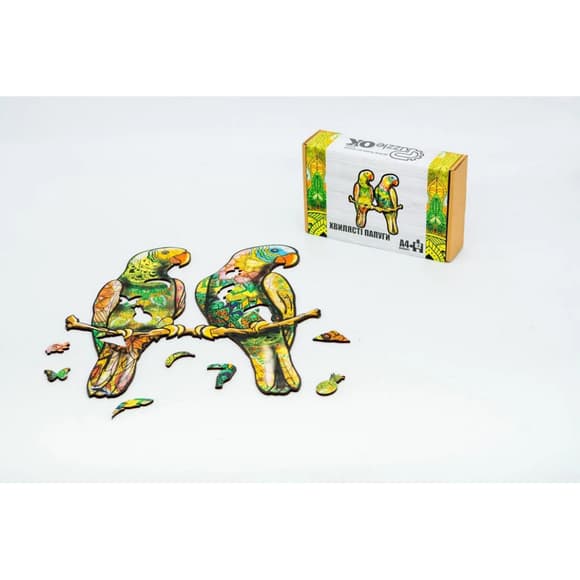 Фигурный деревянный пазл A4 Волнистые попугаи PuzA4-01212, 82 детали