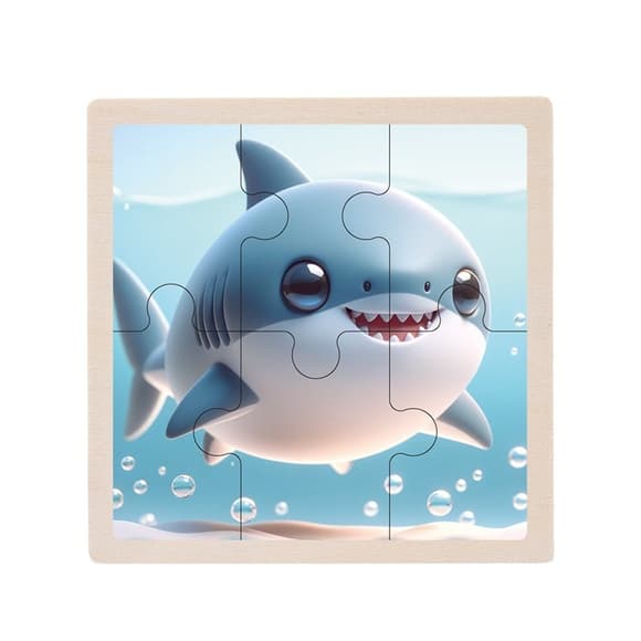 Дитячий дерев'яний пазл-вкладиш "Акула" MD 1509-8, 6 елементів 9,8 х 9,8 х 0,4 см