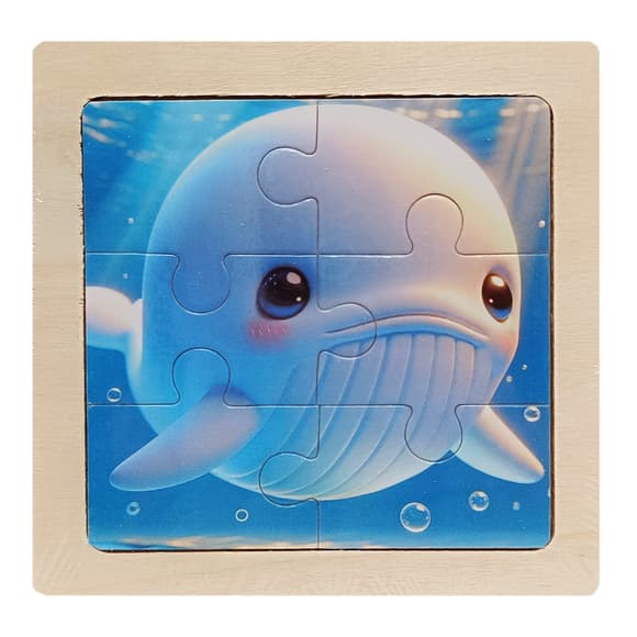 Дитячий дерев'яний пазл-вкладиш "Кит" MD 1509-3, 6 елементів 9,8 х 9,8 х 0,4 см