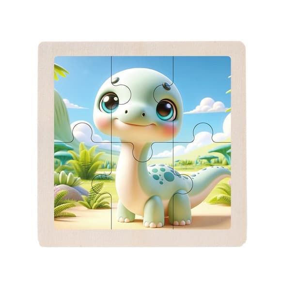 Дитячий дерев'яний пазл-вкладиш "Брахіозавр" MD 1509-29, 6 елементів 9,8 х 9,8 х 0,4 см