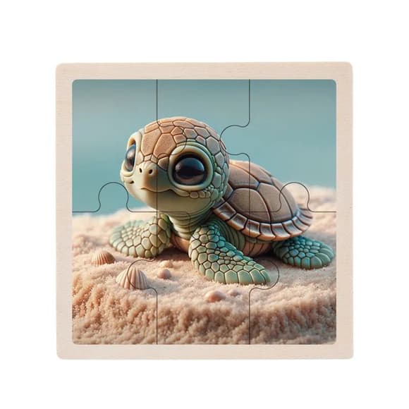 Дитячий дерев'яний пазл-вкладиш "Черепашка" MD 1509-28, 6 елементів 9,8 х 9,8 х 0,4 см