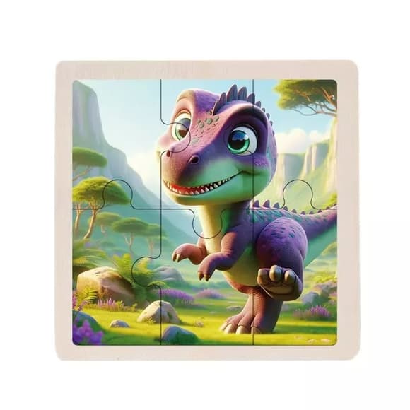 Детский деревянный пазл-вкладыш "Тираннозавр" MD 1509-26, 6 элементов 9,8 х 9,8 х 0,4 см