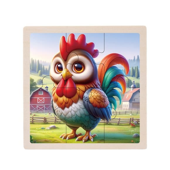 Дитячий дерев'яний пазл-вкладиш "Півник" MD 1509-25, 6 елементів 9,8 х 9,8 х 0,4 см