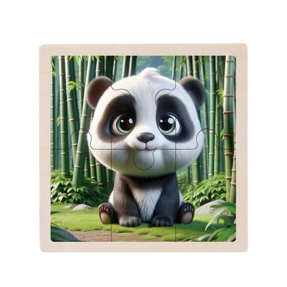 Детский деревянный пазл-вкладыш "Пандочка" MD 1509-24, 6 элементов 9,8 х 9,8 х 0,4 см