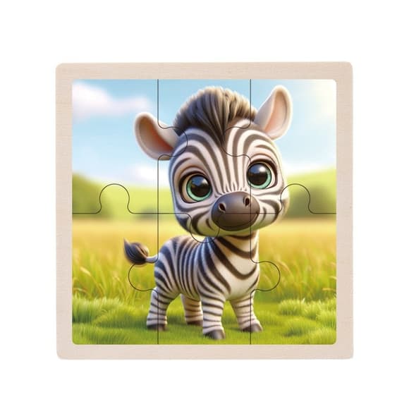 Дитячий дерев'яний пазл-вкладиш "Зебра" MD 1509-22, 6 елементів 9,8 х 9,8 х 0,4 см