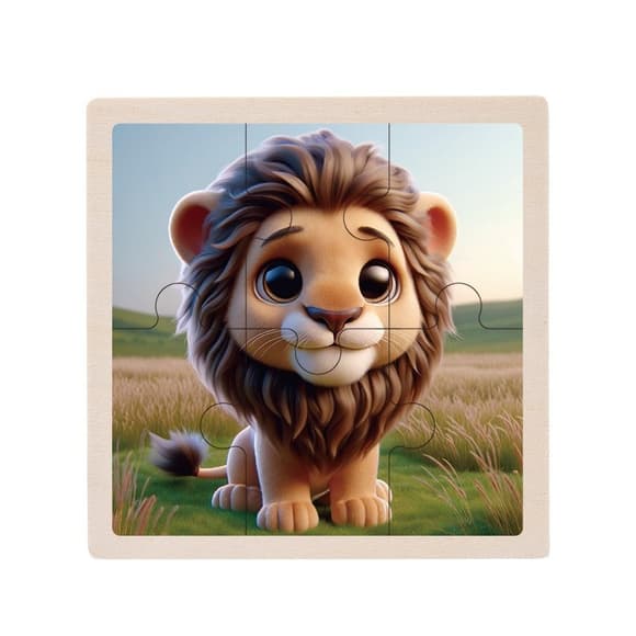 Дитячий дерев'яний пазл-вкладиш "Левеня" MD 1509-21, 6 елементів 9,8 х 9,8 х 0,4 см