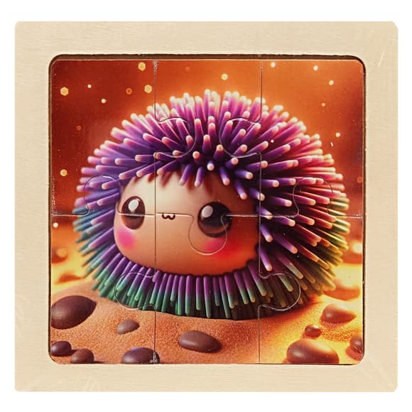 Дитячий дерев'яний пазл-вкладиш "Морський їжак" MD 1509-2, 6 елементів 9,8 х 9,8 х 0,4 см