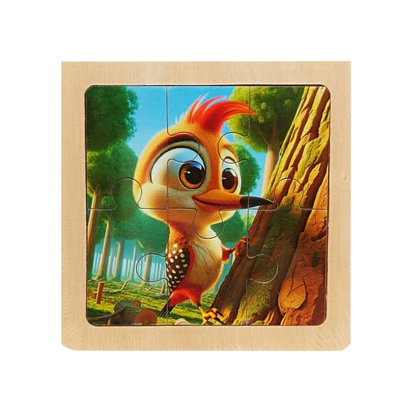 Дитячий дерев'яний пазл-вкладиш "Дятел" MD 1509-15, 6 елементів 9,8 х 9,8 х 0,4 см