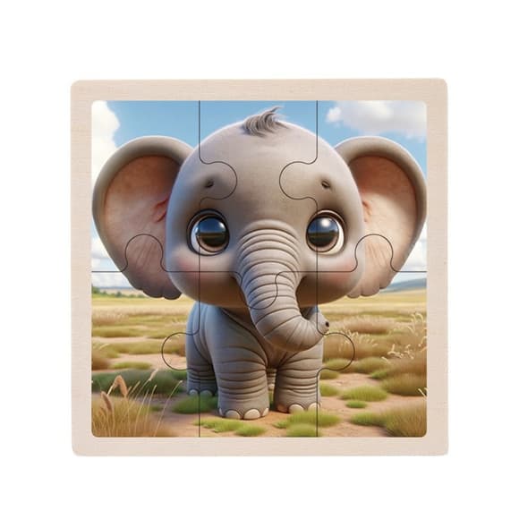 Дитячий дерев'яний пазл-вкладиш "Слоненя" MD 1509-11, 6 елементів 9,8 х 9,8 х 0,4 см