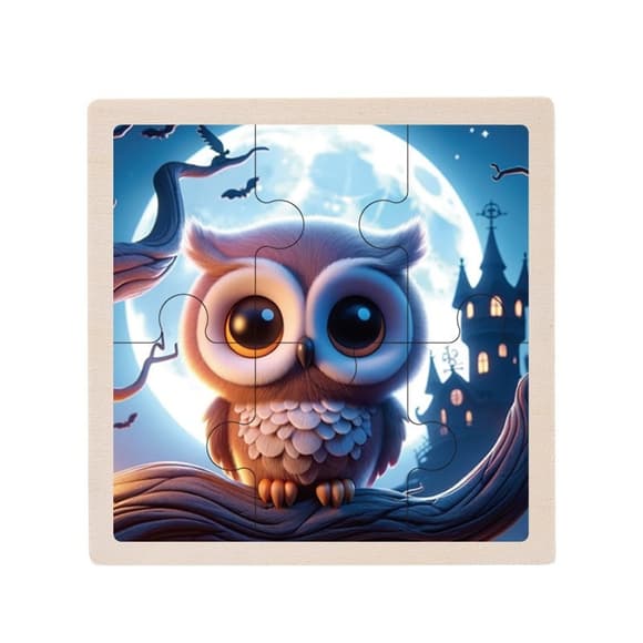 Детский деревянный пазл-вкладыш "Сова" MD 1509-10, 6 элементов 9,8 х 9,8 х 0,4 см