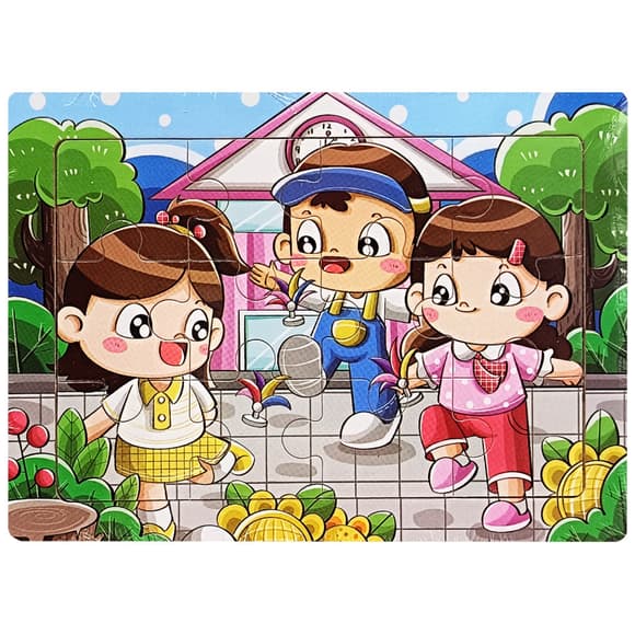 Детский деревянный пазл-вкладыш "Веселая игра" MD 1354-4, 12 элементов 15 х 11 х 0,4 см