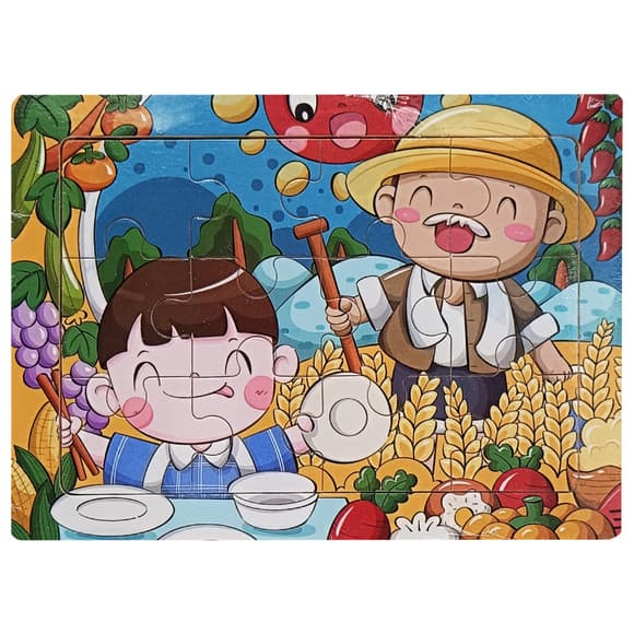 Дитячий дерев'яний пазл-вкладиш "На дачі у діда" MD 1354-1, 12 елементів 15 х 11 х 0,4 см