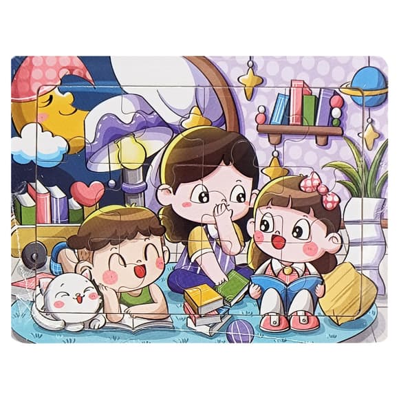 Детский деревянный пазл-вкладыш "Веселые истории" MD 1343-3, 12 элементов 15 х 11 х 0,4 см