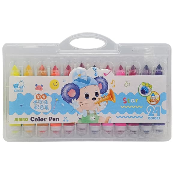 Дитячий набір фломастерів 209-24(Blue) зі штампиком 24 кольори 