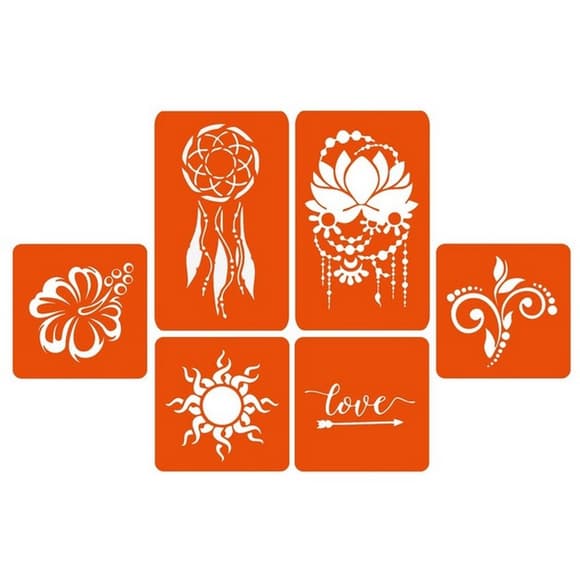 Набор цветной хны с трафаретами для био-тату №1 color-henna-set-01