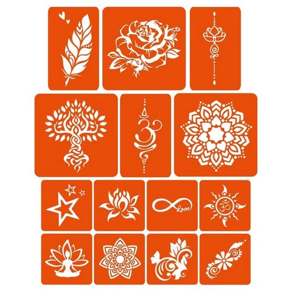 Набір кольорової хни з трафаретами для біо-тату №4 color-henna-set-04