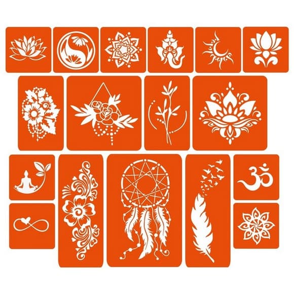 Набір кольорової хни з трафаретами для біо-тату №6 color-henna-set-06
