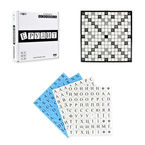 Настільна гра "Ерудит чорно-білий" 30640 ігрове поле, набір букв