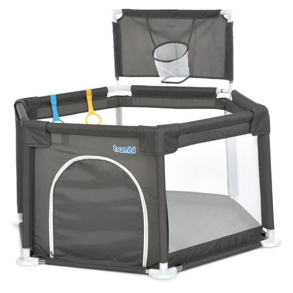 Дитячий манеж MR 1340-G, сірий, з баскетбольним кільцем